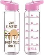 🦥 melanie's power 24oz motivational sports water bottle with time marker | 720ml leakproof bpa-free water bottle for children | ideal for cycling, hiking (sloth design) logo