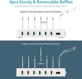 img 1 attached to 🔌Soopii Быстрая Зарядка 3.0 60Вт/12А 6-портовая USB Зарядная Станция: Многопортовое Зарядное Устройство для нескольких устройств с короткими кабелями, подставка для I Watch - Белый