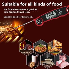 img 1 attached to 🔥 REMALL Meat Digital Thermometer - Fast & Precise Instant Read Food Thermometer for Cooking, with Backlight, Magnet, Calibration, Foldable Probe - Ideal for Deep Fry, BBQ, Grill, and Roast Turkey