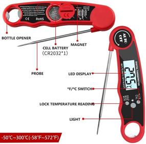 img 2 attached to 🔥 REMALL Meat Digital Thermometer - Fast & Precise Instant Read Food Thermometer for Cooking, with Backlight, Magnet, Calibration, Foldable Probe - Ideal for Deep Fry, BBQ, Grill, and Roast Turkey