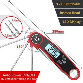 img 3 attached to 🔥 REMALL Meat Digital Thermometer - Fast & Precise Instant Read Food Thermometer for Cooking, with Backlight, Magnet, Calibration, Foldable Probe - Ideal for Deep Fry, BBQ, Grill, and Roast Turkey