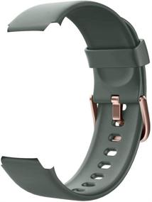 img 2 attached to 🌿 Premium Soft Silicone Replacement Bands for YAMAY SW021 SW023 ID205L ID205U ID205S Smart Watch in Army Green
