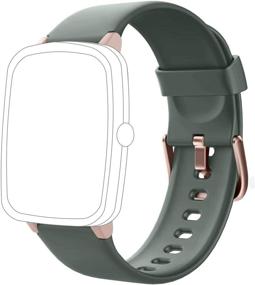 img 4 attached to 🌿 Premium Soft Silicone Replacement Bands for YAMAY SW021 SW023 ID205L ID205U ID205S Smart Watch in Army Green