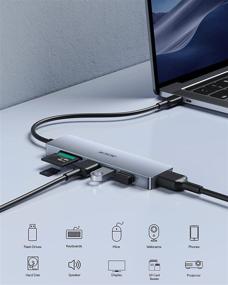 img 3 attached to Hoyoki 6-in-1 USB C Hub Adapter: 4K HDMI, USB 3.0 Ports, SD/TF Slots for MacBook Pro/Air, Dell XPS, Samsung & More