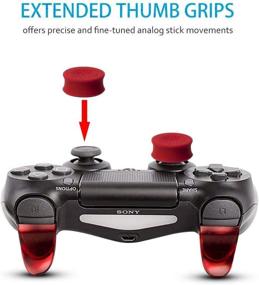 img 1 attached to Red PS4 FPS Games Accessories Kit - Enhanced Analog Stick Thumb Grips with Trigger Extensions for Playstation 4 / Slim/Pro Controller