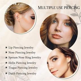 img 2 attached to 👃 Stunning Stainless Steel Nose Ring Hoop Set with CZ Leaf, Feather, and Flower Designs - 9Pcs by Sailimue - Perfect for Women's Nose Piercings