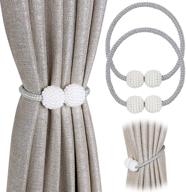 🎀 enhance your décor with [2 pack] magnetic curtain tiebacks - pinowu pearl decorative rope holdback holder in gray - convenient solution for small, thin or sheer window draperies logo