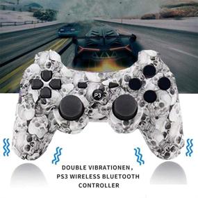 img 2 attached to 🎮 Enhanced Gaming Experience: PS3 Controller 2 Pack with Wireless Motion Sense, Dual Vibration, and Charging Cord (White+Green)