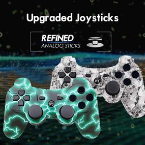 img 3 attached to 🎮 Enhanced Gaming Experience: PS3 Controller 2 Pack with Wireless Motion Sense, Dual Vibration, and Charging Cord (White+Green)