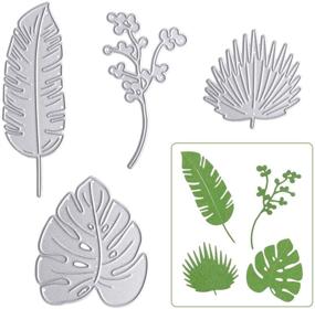 img 4 attached to 🌴 (Set of 4) OOTSR Tropical Leaf Cutting Dies - Metal Die Cuts Stencil for Scrapbooking, Embossing, Photo Album Decor, DIY Craft and Gifts