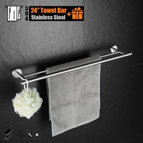 img 3 attached to JQK Double Towel Bar 24 Inch Stainless Steel Brushed Wall Mount - TB100L24-BN