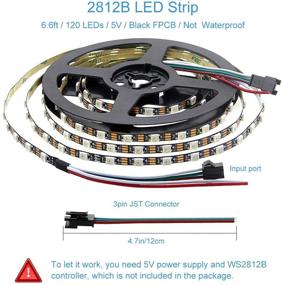 img 2 attached to 🌈 ALITOVE WS2812B LED Strip - 6.6ft Programmable Dream Color Digital LED Pixel Rope Light with 120 LEDs, Super Narrow 5mm Width, Ideal for Home Theater, Bedroom, Bar Decor Lighting - 5V