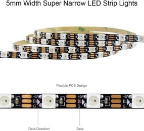 img 1 attached to 🌈 ALITOVE WS2812B LED Strip - 6.6ft Programmable Dream Color Digital LED Pixel Rope Light with 120 LEDs, Super Narrow 5mm Width, Ideal for Home Theater, Bedroom, Bar Decor Lighting - 5V