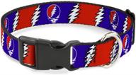 🐶 buckle-down dog collar: steal your face lightning bolt repeat | 8-12 inch length | 0.5 inch width | red white blue logo