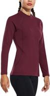 🏃 baleaf women's fleece-lined mock neck thermal shirts for cold weather running with pocket logo