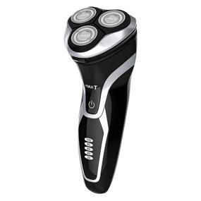 img 4 attached to MAX-T Men Electric Razor, Rechargeable Rotary Electric Shaver for Men - Wet & Dry Shaving (Black)