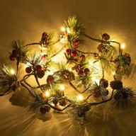 hongyitime 7.8 ft pinecones string lights: festive christmas pine cone garland with led red berry lights логотип