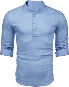 img 2 attached to LecGee Sleeve Henley Casual T Shirt Men's Clothing