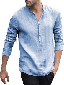 img 3 attached to LecGee Sleeve Henley Casual T Shirt Men's Clothing