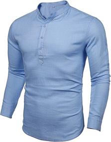 img 1 attached to LecGee Sleeve Henley Casual T Shirt Men's Clothing