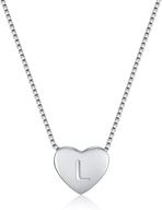 sterling silver necklace for womens teen girls: cute letter necklaces with engraved heart pendant, 18 inch dainty initial jewelry set in small box logo