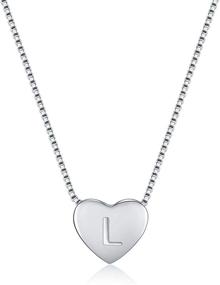img 4 attached to Sterling Silver Necklace for Womens Teen Girls: Cute Letter Necklaces with Engraved Heart Pendant, 18 inch Dainty Initial Jewelry Set in Small Box