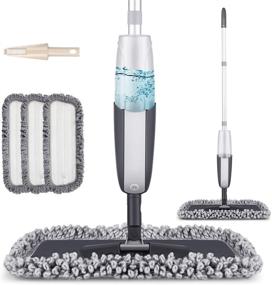 img 4 attached to 🧹 MANGOTIME Microfiber Spray Mop for Effortless Floor Cleaning - Dry Wet Mop for Hardwood Laminate Tile Wood Floors with 3 Washable Pads and Refillable Bottle - Includes Scraper - Black