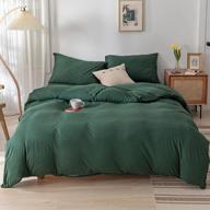 doneus dark green duvet cover queen, 3-piece set (1 jersey knit cotton duvet cover, 2 pillow shams) soft solid pattern, easy care zippered closure & corner ties logo