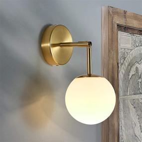 img 2 attached to 🛁 Omgomne Gold Bathroom Vanity Light Fixtures: Mid Century Wall Sconces Sphere & Stem Semi Flush Mount - Gold Brushed (1-Light)