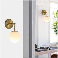 🛁 omgomne gold bathroom vanity light fixtures: mid century wall sconces sphere & stem semi flush mount - gold brushed (1-light) логотип