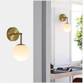 img 4 attached to 🛁 Omgomne Gold Bathroom Vanity Light Fixtures: Mid Century Wall Sconces Sphere & Stem Semi Flush Mount - Gold Brushed (1-Light)