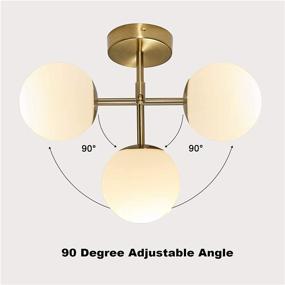 img 3 attached to 🛁 Omgomne Gold Bathroom Vanity Light Fixtures: Mid Century Wall Sconces Sphere & Stem Semi Flush Mount - Gold Brushed (1-Light)