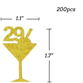 img 3 attached to 🎉 200 Pieces of Gold Glitter 29th Birthday Confetti PVC Centerpieces for Cocktail Cute Tags, Big Size 1.7x1.1 inches - Perfect Table Decorations and Supplies for 29th Birthday Party