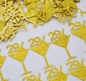 img 2 attached to 🎉 200 Pieces of Gold Glitter 29th Birthday Confetti PVC Centerpieces for Cocktail Cute Tags, Big Size 1.7x1.1 inches - Perfect Table Decorations and Supplies for 29th Birthday Party