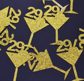 img 1 attached to 🎉 200 Pieces of Gold Glitter 29th Birthday Confetti PVC Centerpieces for Cocktail Cute Tags, Big Size 1.7x1.1 inches - Perfect Table Decorations and Supplies for 29th Birthday Party