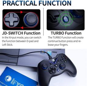 img 1 attached to 🎮 IFYOO V-one Wired USB Gaming Controller Gamepad Joystick for PC Laptop Computer (Windows XP/7/8/10) & Steam & Android & PS3 - [Blue,OTG]: The Ultimate Gaming Controller for Multi-Platform Fun!