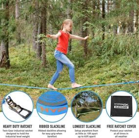 img 1 attached to 🌳 Hyponix Slackline Kit 70' with Training Line – Ideal Slack Lines Set for Backyard Fun, Suitable for Both Adults and Kids – Beginner-Friendly Slackline with Balance Rope for Children