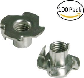 img 2 attached to 🔩 100 pcs of 1/4"-20 Zinc Plated T Nuts with 4 Prongs – Ideal for Cabinetry, Woodworking, Rock Climbing Walls, and More – .25 Diameter