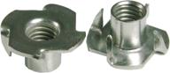 🔩 100 pcs of 1/4"-20 zinc plated t nuts with 4 prongs – ideal for cabinetry, woodworking, rock climbing walls, and more – .25 diameter logo