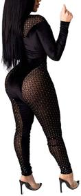 img 3 attached to Sexy Sheer Mesh Leopard Clubwear Jumpsuit Rompers - Uni 🐆 Clau Women's Deep V Neck Bodycon Jumpsuit - One Piece Outfits