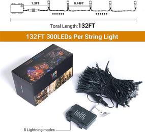 img 1 attached to 132ft 300 LED Battery Operated Christmas String Lights - MultiColor Fairy Lights for Outdoor/Indoor Decor, Waterproof and Versatile for Weddings, Parties, Bedrooms, and Gardens