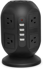 img 4 attached to POETRAVEL Surge Protector Power Strip: 8 AC Outlets, 4 USB Ports, Long Extension Cord, Fast Charging for PC Laptops Phones