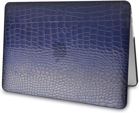 img 1 attached to 👜 KECC Leather Case for MacBook Air 13" + Keyboard Cover + Sleeve Bag + Screen Protector - 4 in 1 Bundle | Matte Navy Crocodile Leather | A1466/A1369 | Italian Leather Case