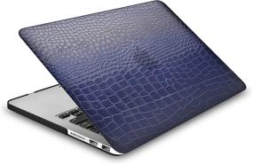 img 2 attached to 👜 KECC Leather Case for MacBook Air 13" + Keyboard Cover + Sleeve Bag + Screen Protector - 4 in 1 Bundle | Matte Navy Crocodile Leather | A1466/A1369 | Italian Leather Case