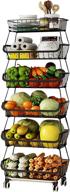 🍎 tristonsong 6-tier fruit storage basket: rolling stackable utility cart for kitchen, pantry closet, bedroom, bathroom логотип