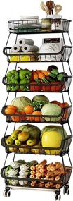 img 4 attached to 🍎 TristonSong 6-Tier Fruit Storage Basket: Rolling Stackable Utility Cart for Kitchen, Pantry Closet, Bedroom, Bathroom