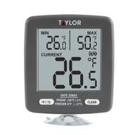 taylor precision lcd display digital kitchen refrigerator/freezer thermometer: min/max on 2-inch gray display logo