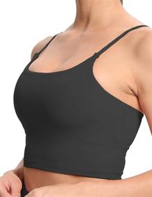 img 3 attached to 🏋️ HHUQ Women’s Longline Sports Bra: Wirefree, Padded, Medium Support Yoga Bras – Perfect for Running, Workout Tank Tops