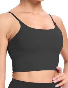 img 1 attached to 🏋️ HHUQ Women’s Longline Sports Bra: Wirefree, Padded, Medium Support Yoga Bras – Perfect for Running, Workout Tank Tops