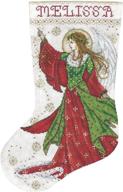 🎄 tobin dw5990 angel of joy stocking counted cross stitch kit - 14 count, 17-inch long: a perfect christmas craft! logo